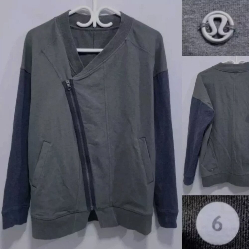 Lululemon Mula Bundle Wrap 6 Small Jacket Heathered Green Fatigue Sweater Grey